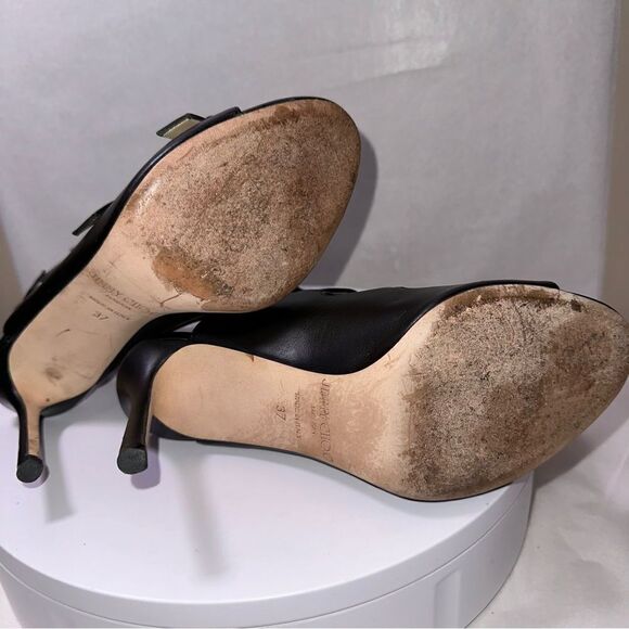 Jimmy Choo Trick Buckle Gladiator Sandals Heels. Size 37. Black leather. - Picture 11 of 12